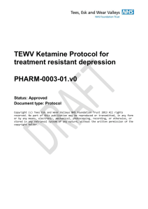 TEWV Ketamine Protocol for treatment resistant depression