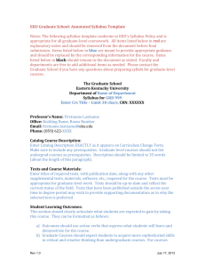 EKU Graduate School: Annotated Syllabus Template Notes: The