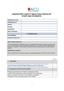 laboratory safety induction checklist staff and students