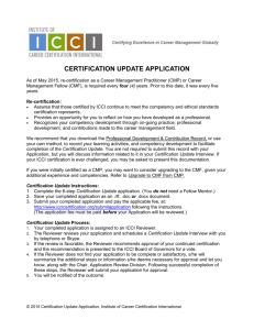 Certification Update Application - Institute of Career Certification