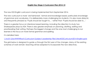 English KS3 Curriculum Plan 2014-2015