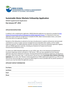 MESM Sustainable Water Markets Fellowship Supplemental