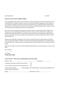 Dear Parent/Carer June 2015 Copies of `Lord of the Flies` by William