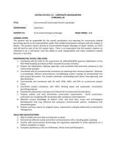 Environmental Construction Permit Coordinator Job Description
