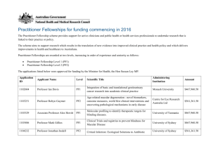 Practitioner Fellowships - for funding commencing in 2016