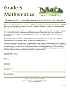 Grade 5 Math Observation Fill Form