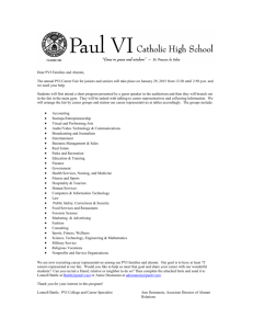 Dear PVI Families and Alumni, The annual PVI Career Fair for
