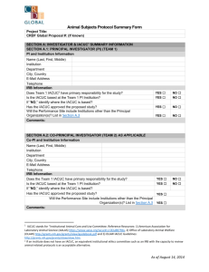 Animal Protocol Summary Form (AUG 2014)