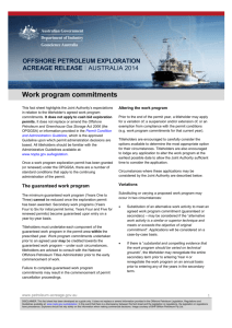 Work program commitments - Offshore Petroleum Exploration