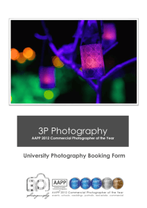 University Photography Booking Form