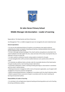 Sir John Heron Primary School Middle Manager Job description