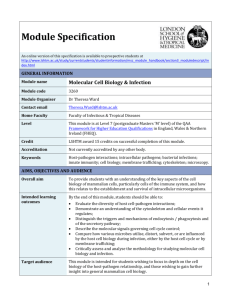 3260 Molecular Cell Biology and Infection ModuleSpecification