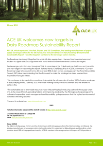 ACE UK welcomes new targets in Dairy Roadmap Sustainability