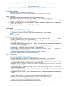 Resume template for Teachers: Special Needs Children