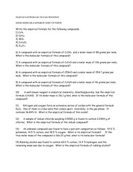 Percent Composition and Molecular Formula Worksheet Key