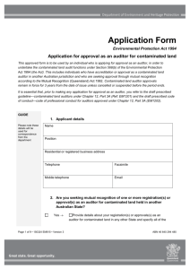 application for approval as an auditor for contaminated land