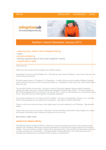 Northern Ireland Newsletter January 2015 • welcome from Judith