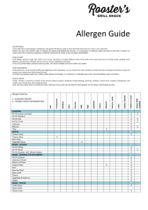 Allergen Guide DIETARY NEEDS If you suffer from a food allergy or