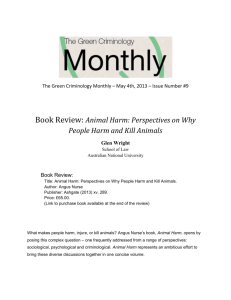 May 2013 -Book Review Animal Harm Perspectives on Why People