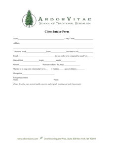 Client Intake Form - ArborVitae School of Traditional Herbalism