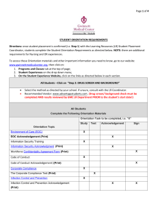Page of 4 STUDENT ORIENTATION REQUIREMENTS Directions