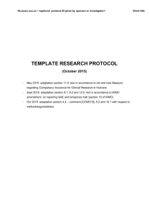 Instructions for use *Template Research Protocol*