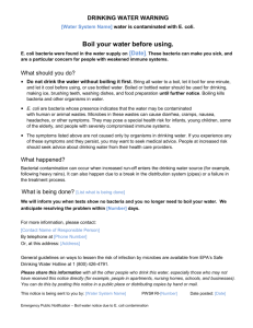Boil water notice due to E. coli contamination