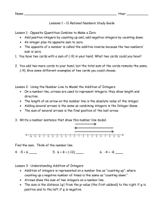 Name Hour ______ Lessons 1 – 11 Rational Numbers Study Guide