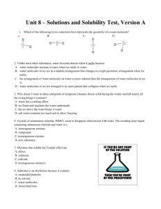 Unit 8 – Solutions and Solubility Test, Version A