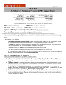 2014-2015 Satisfactory Academic Progress (SAP)