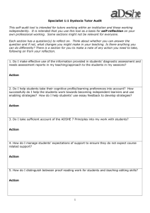 Audit The Specialist Dyslexia Tutor in HE