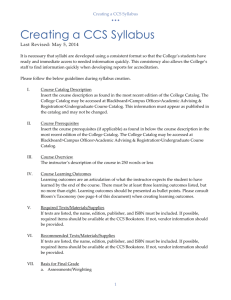 Creating a CCS Syllabus