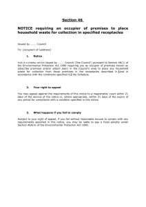 Section 46 NOTICE requiring an occupier of