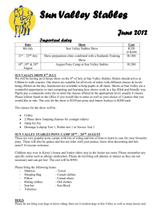 Sun Valley Stables June 2012 Important dates