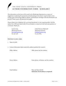 Author Information Form (AIF) Scholarly