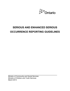 Serious/Enhanced Serious Occurrence Reporting Guidelines