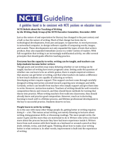 NCTE Beliefs about the Teaching of Writing by the Writing Study