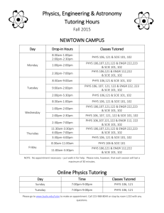 2015 Physics Schedule