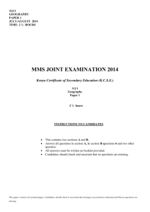 MMS JOINT EXAMINATION 2014 Kenya Certificate of