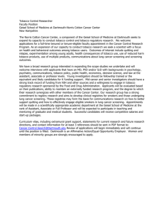 Faculty opportunity in tobacco control policy research at Dartmouth