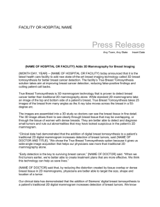 FACILITY OR HOSPITAL NAME Press Release Any Town, Any State