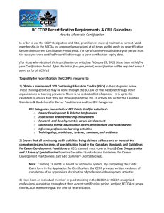 BC CCDP Recertification Requirements & CEU Guidelines How to