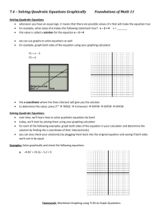 Notes - Solving Equations with a Graphing Calculator