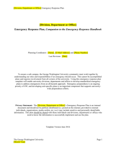 Division/Department/Office Emergency Response Planning Template