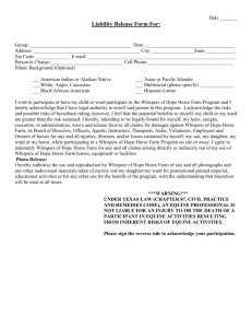 Liability Release Form For - Whispers of Hope Horse Farm