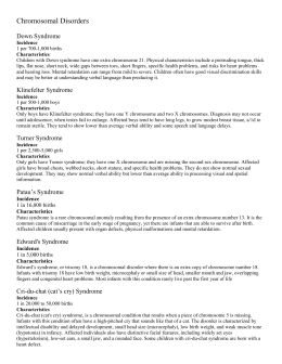 Chromosomal Abnormalities Worksheet