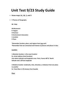 Unit Test 9/23 Study Guide Know maps 1A, 1B, 2, and 3 5 Themes of