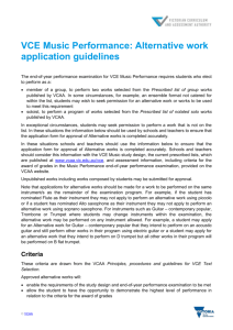 VCE Music Performance: Alternative work application guidelines