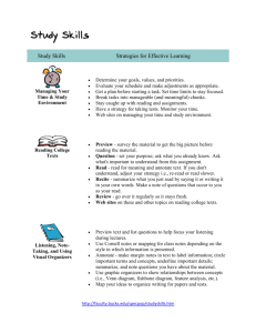 Study Skills Strategies for Effective Learning Managing Your Time
