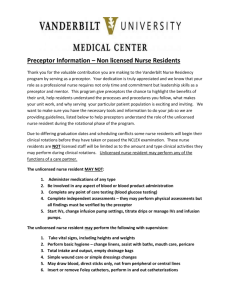Preceptor Information – Non licensed Nurse Residents